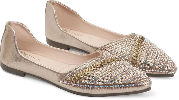 Gold_Synthetic_Leather_Party_Slip_On_Bellies_For_Women
