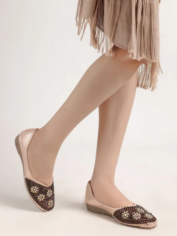 Peach_Synthetic_Leather_Party_Slip_On_Bellies_For_Women