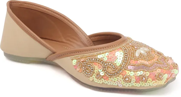 Camel_Synthetic_Leather_Party_Slip_On_Bellies_For_Women
