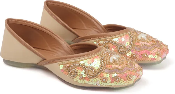 Camel_Synthetic_Leather_Party_Slip_On_Bellies_For_Women