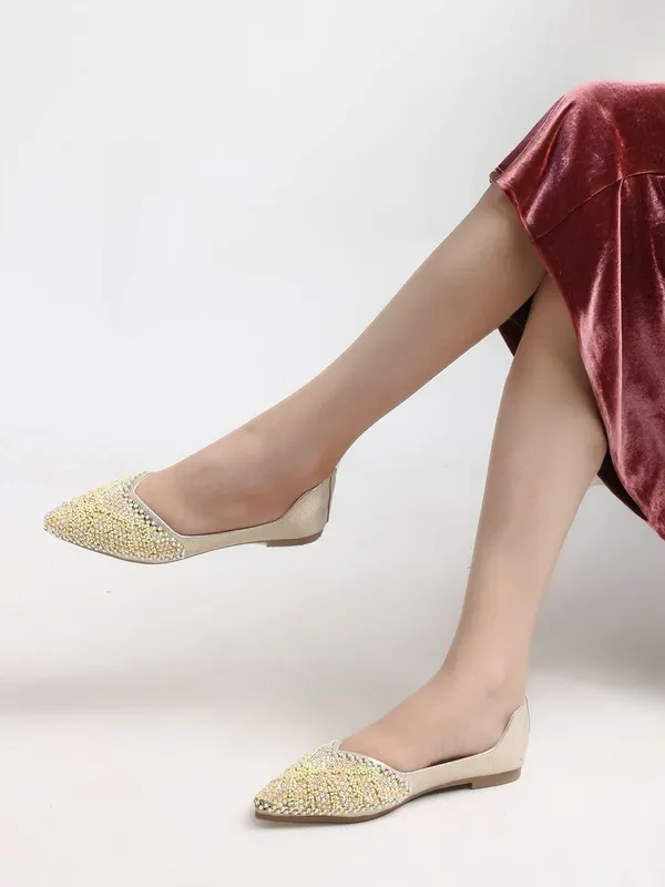 Gold_Synthetic_Leather_Party_Slip_On_Bellies_For_Women