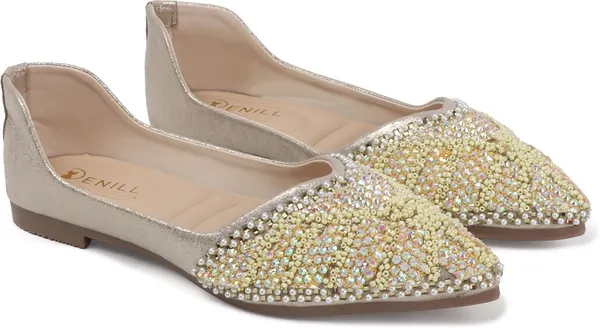 Gold_Synthetic_Leather_Party_Slip_On_Bellies_For_Women