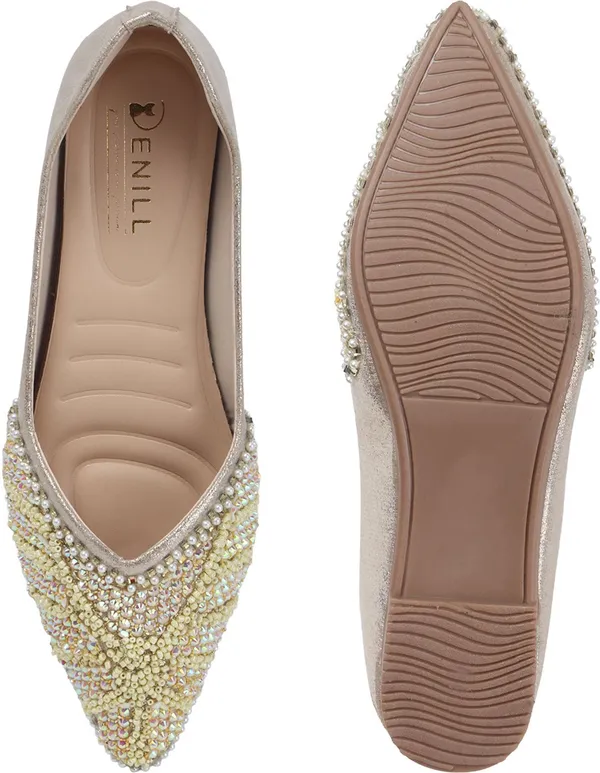 Gold_Synthetic_Leather_Party_Slip_On_Bellies_For_Women