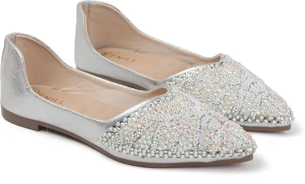 Silver_Synthetic_Leather_Party_Slip_On_Bellies_For_Women