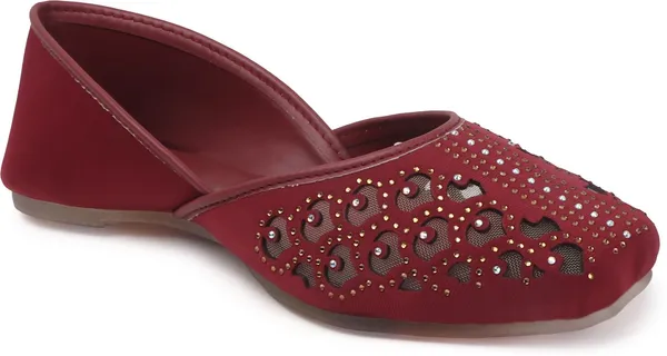 Wine_Synthetic_Leather_Party_Slip_On_Bellies_For_Women