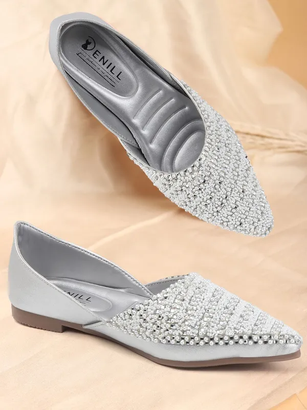 Silver_Synthetic_Leather_Party_Slip_On_Bellies_For_Women