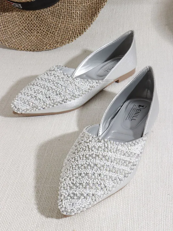 Silver_Synthetic_Leather_Party_Slip_On_Bellies_For_Women
