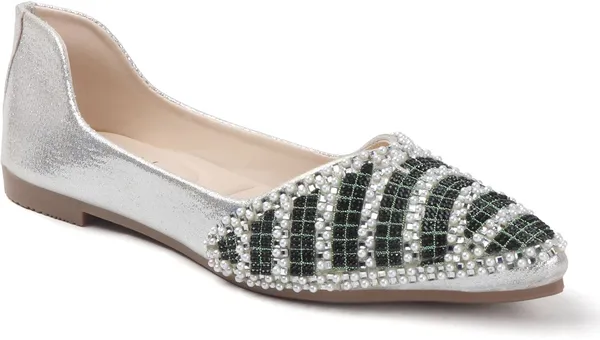 Silver_Synthetic_Leather_Party_Slip_On_Bellies_For_Women
