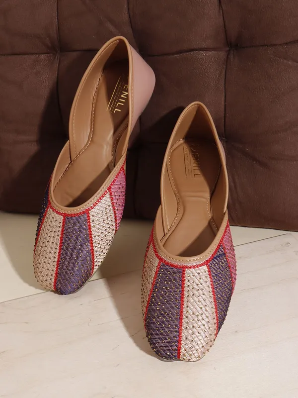 Pink_Synthetic_Leather_Party_Slip_On_Bellies_For_Women