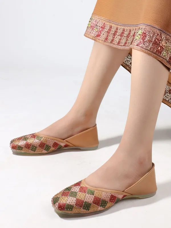 Beige_Synthetic_Leather_Party_Slip_On_Bellies_For_Women