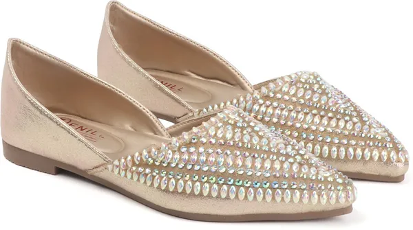 Gold_Synthetic_Leather_Party_Slip_On_Bellies_For_Women