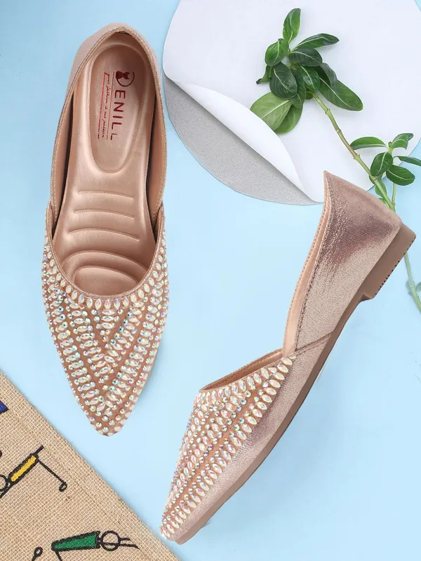 Peach_Synthetic_Leather_Party_Slip_On_Bellies_For_Women