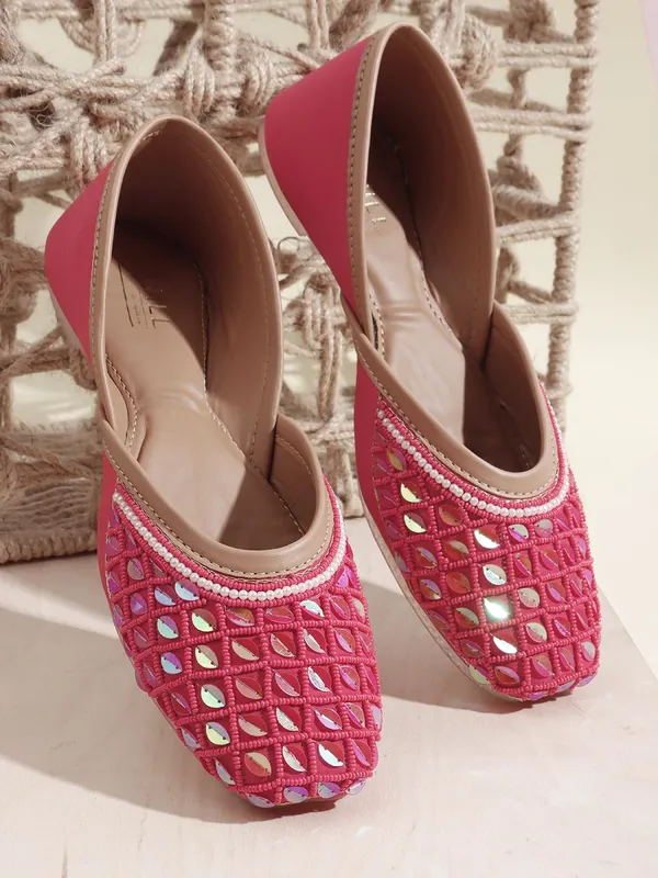 Magenta_Synthetic_Leather_Party_Slip_On_Bellies_For_Women