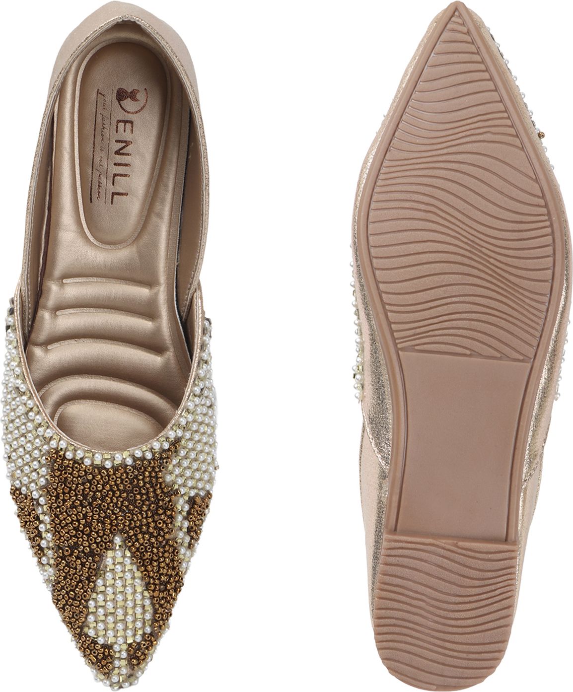 Gold_Synthetic_Leather_Wedding_Slip_On_Bellies_For_Women