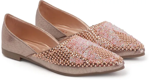 Peach_Synthetic_Leather_Wedding_Slip_On_Bellies_For_Women