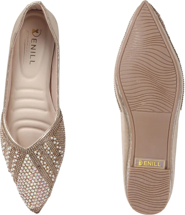 Gold_Synthetic_Leather_Party_Slip_On_Bellies_For_Women