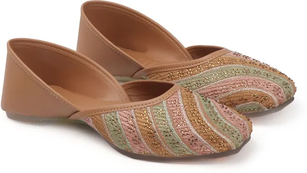 Beige_Synthetic_Leather_Wedding_Slip_On_Bellies_For_Women