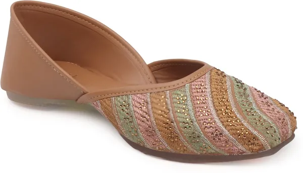 Beige_Synthetic_Leather_Wedding_Slip_On_Bellies_For_Women