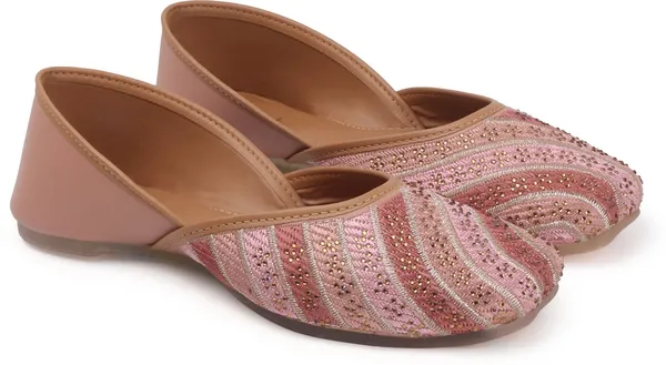 Pink_Synthetic_Leather_Wedding_Slip_On_Bellies_For_Women