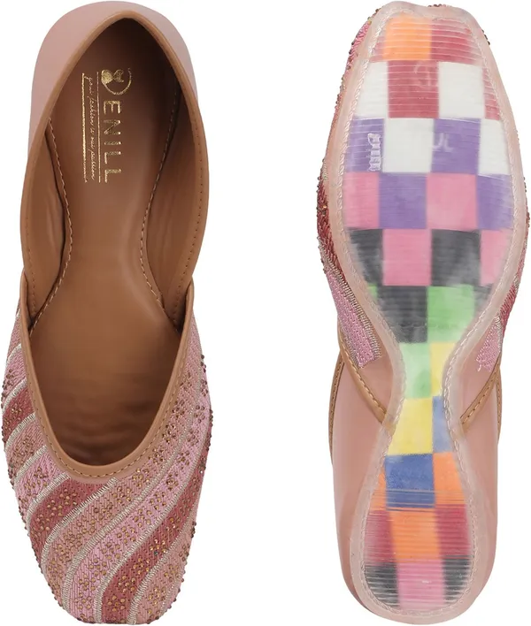 Pink_Synthetic_Leather_Wedding_Slip_On_Bellies_For_Women