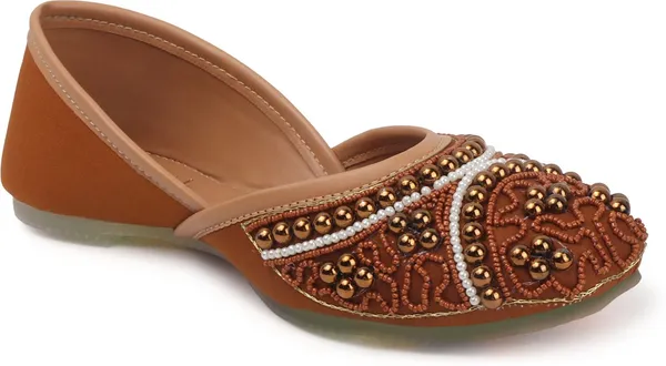 Brown_Lycra_Wedding_Slip_On_Bellies_For_Women