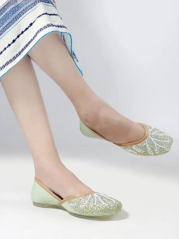 Green_Synthetic_Leather_Bellies_For_Women
