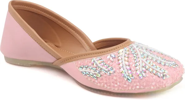 Pink_Synthetic_Leather_Party_Slip_On_Bellies_For_Women