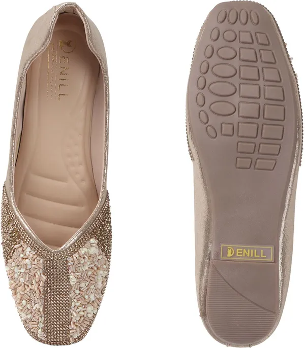 Gold_Synthetic_Leather_Party_Slip_On_Bellies_For_Women