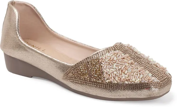 Gold_Synthetic_Leather_Party_Slip_On_Bellies_For_Women