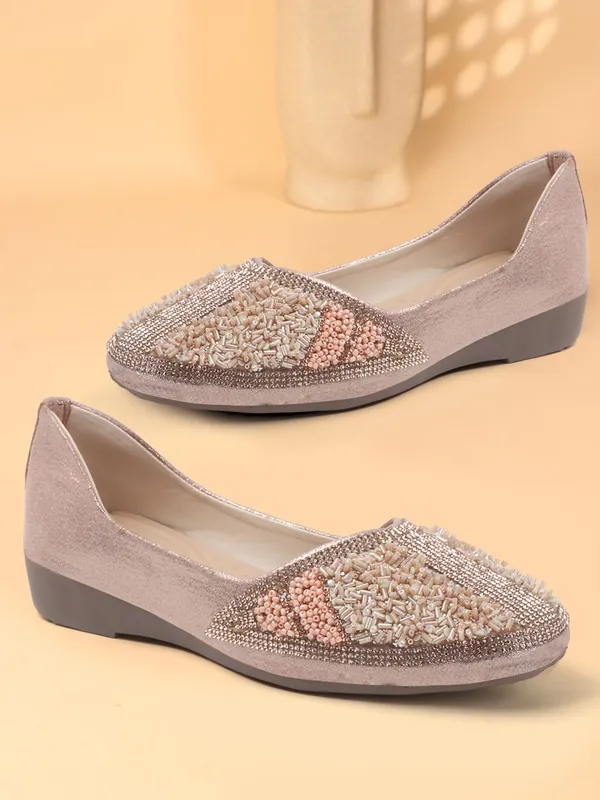 Peach_Synthetic_Leather_Party_Slip_On_Bellies_For_Women