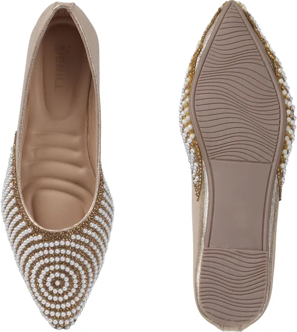 Gold_Synthetic_Leather_Party_Slip_On_Bellies_For_Women