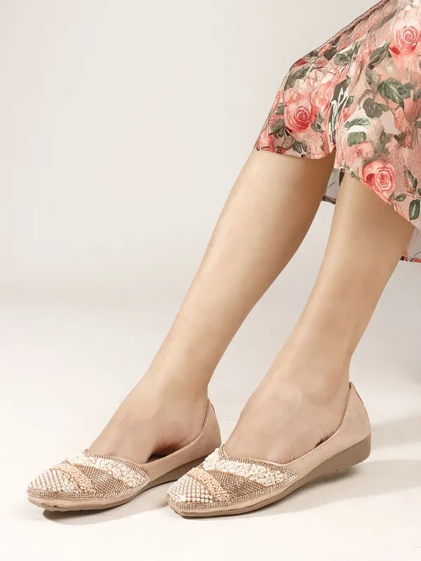 Peach_Synthetic_Leather_Party_Slip_On_Bellies_For_Women