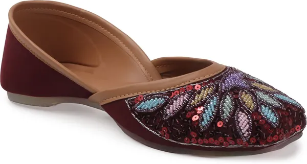 Maroon_Synthetic_Leather_Party_Slip_On_Bellies_For_Women