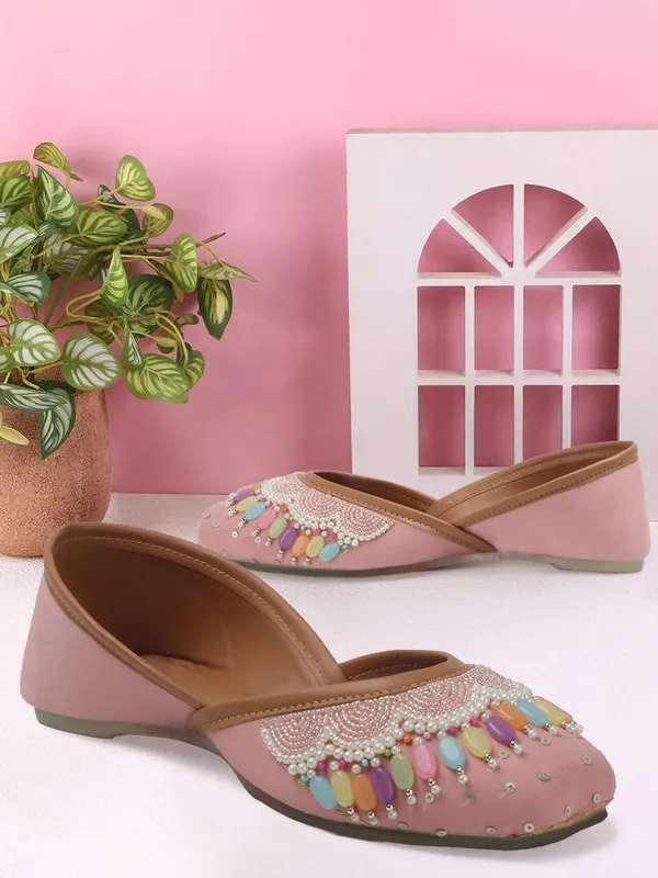 Pink_Synthetic_Leather_Party_Slip_On_Bellies_For_Women