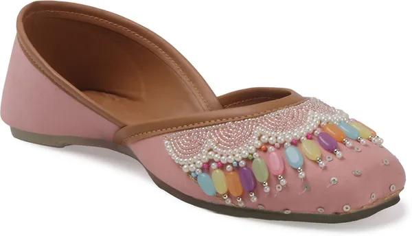 Pink_Synthetic_Leather_Party_Slip_On_Bellies_For_Women