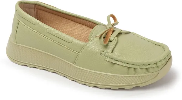 Light_Green_Synthetic_Leather_Casual_Loafers_For_Women