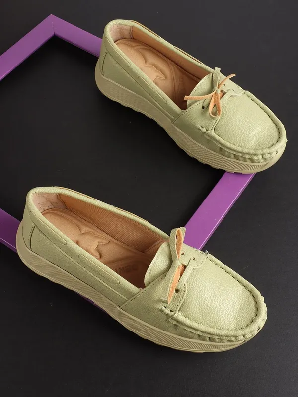 Light_Green_Synthetic_Leather_Casual_Loafers_For_Women
