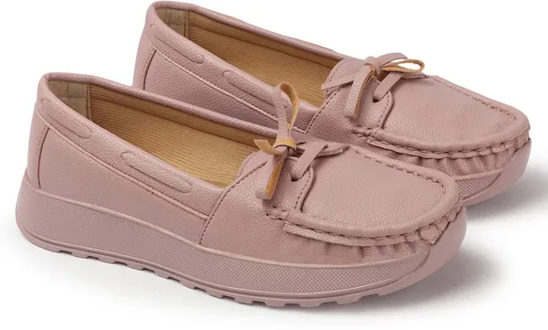 Pink_Synthetic_Leather_Loafers_For_Women