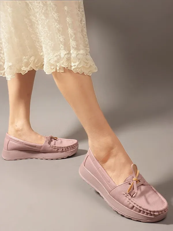 Pink_Synthetic_Leather_Loafers_For_Women
