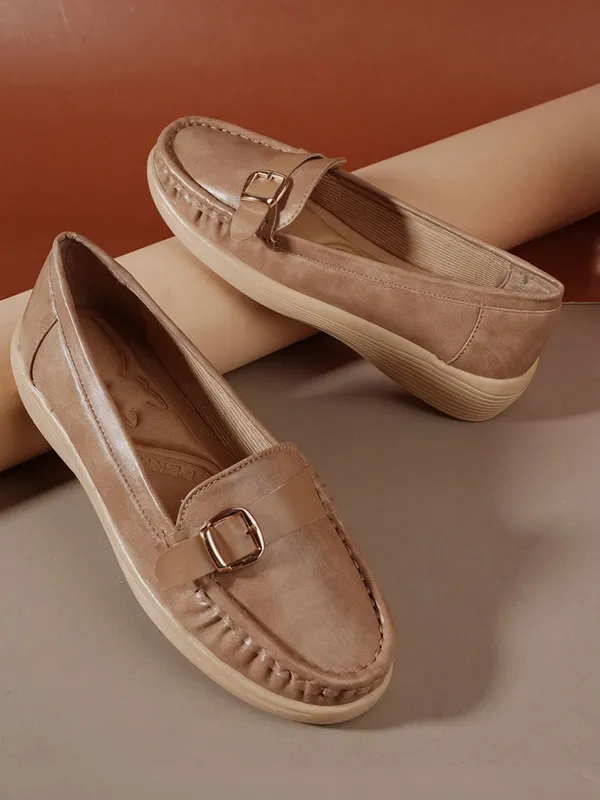 Beige_Synthetic_Leather_Casual_Slip_On_Loafers_For_Women