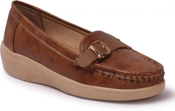 Brown_Synthetic_Leather_Casual_Slip_On_Loafers_For_Women