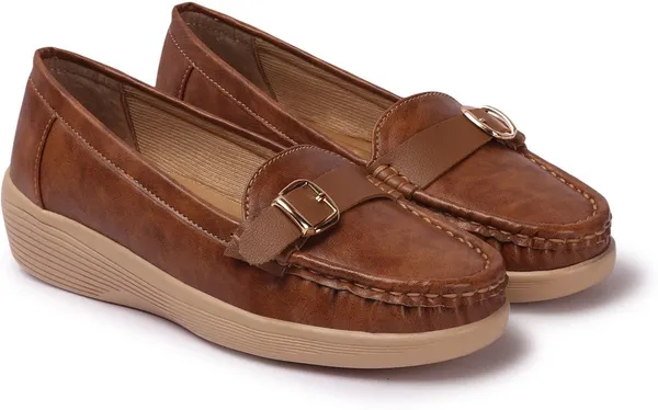 Brown_Synthetic_Leather_Casual_Slip_On_Loafers_For_Women