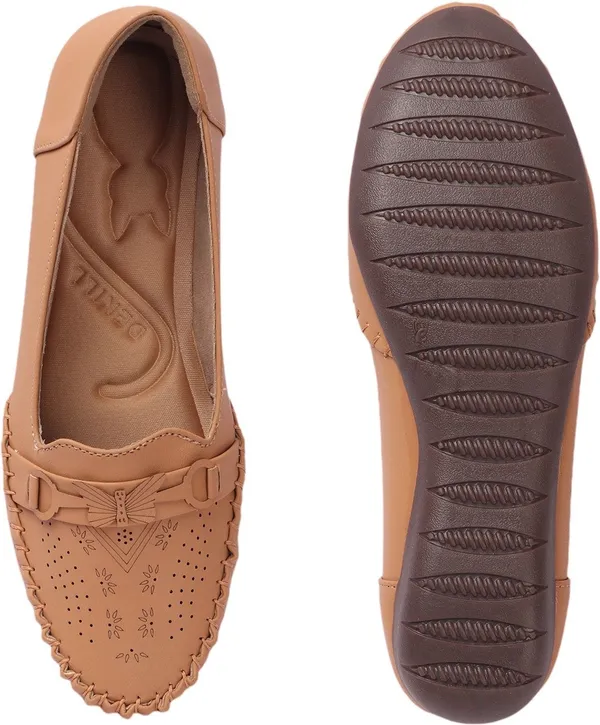 Beige_Synthetic_Leather_Flats_For_Women