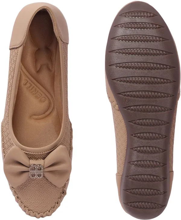 Beige_Synthetic_Leather_Flats_For_Women