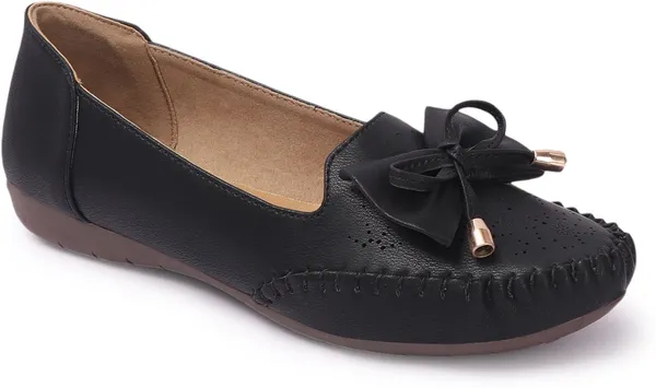 Black_Synthetic_Leather_Flats_For_Women