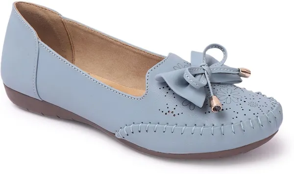 Blue_Synthetic_Leather_Flats_For_Women