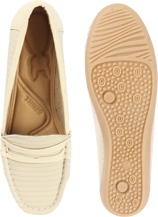 Cream_Synthetic_Leather_Casual_Slip_On_Loafers_For_Women