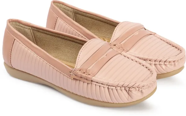 Pink_Synthetic_Leather_Loafers_For_Women