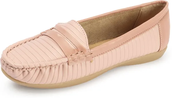 Pink_Synthetic_Leather_Loafers_For_Women