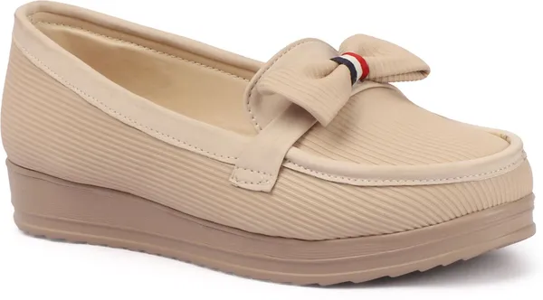 Beige_Synthetic_Leather_Flats_For_Women